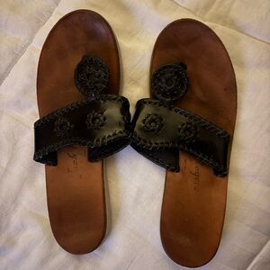 Jack Rogers Black Leather Women's Sandals